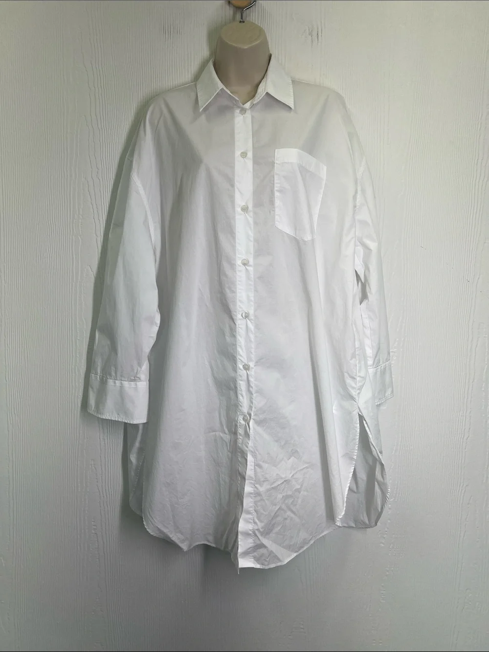 Zara - White Button Down Long Sleeve Collared Blouse Oversized Size M - L